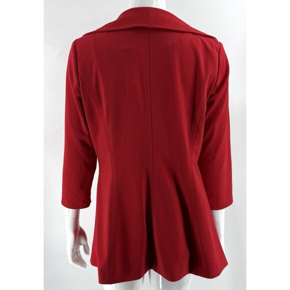 Calvin Klein Blazer Career Suit Jacket Womens Size 4 Red Ruffle Open Front - Picture 3 of 6